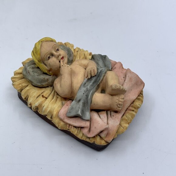 Vintage Nativity Set Mary Joseph Baby Jesus in Manger 3 Wise Men 6 Figures 6" - Picture 4 of 11